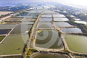 Aerial View of fish farms  in west  Coast . Taiwan photo