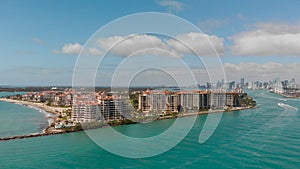 Aerial view of Fisher Island in Miami, Florida