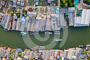 Aerial view of Fisherman village at Pak Nam Sichon, Chumphon