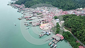 Aerial view fisherman village at Pulau Pangkor at Malaysia