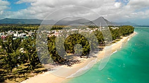 Aerial view of Flic en Flac Beach, Mauritius Island photo