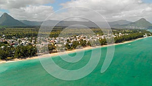 Aerial view of Flic en Flac Beach, Mauritius Island photo