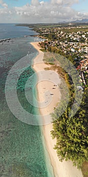 Aerial view of Flic en Flac Beach in Mauritius Island photo