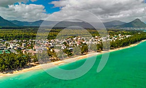 Aerial view of Flic en Flac Beach, Mauritius Island photo