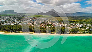 Aerial view of Flic en Flac Beach, Mauritius Island photo