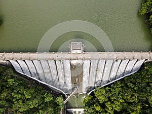 Aerial view of flood discharge