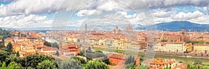 Aerial view of Florence, day, Arno river, Santa Maria del Fiore