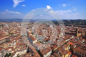 Aerial view of Florence from top of Il Duomo di Firenze