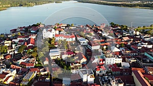 Aerial view of Flores Island of Peten Guatemala