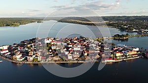 Aerial view of Flores Island of Peten Guatemala