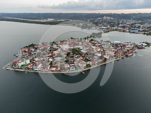 Aerial view Flores Island, Peten, Guatemala