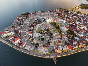 Aerial view Flores Island, Peten, Guatemala