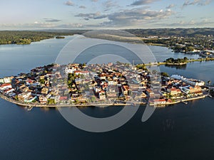 Aerial view Flores Island, Peten, Guatemala