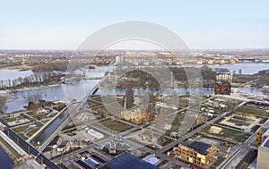 Aerial view on the Floriade site under construction