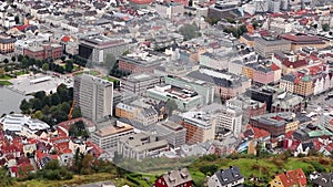 Aerial view, Floyen view desk. Bergen, Norway