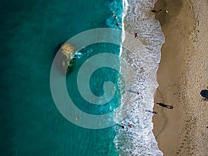 Aerial View From Flying Drone Of People Relaxing