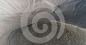 Aerial view flying low within Hverfjall crater