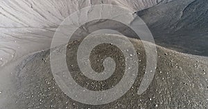 Aerial view flying low within Hverfjall crater