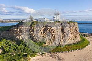 Aerial view fo Nobbys Lighthouse - Newcastle NSW Australia photo