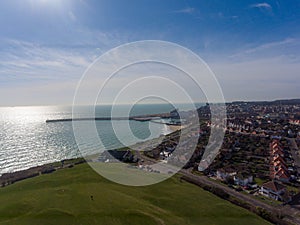 Aerial view of Folkestone Harbour from East