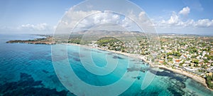 Aerial view with Fontane Bianche beach, Sicily island