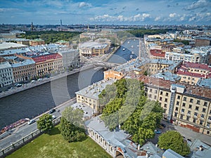 Aerial view of the Fontanka river, Saint Petersburg, Russia