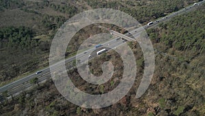 Aerial view footage with diseased trees and forest dieback due to high CO2 footprint