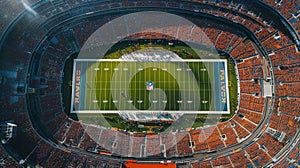 Aerial View of a Football Field in a Stadium
