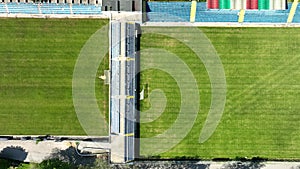 Aerial view of football fields. Empty soccer fields.