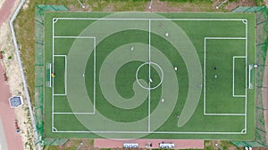 Aerial view on Football Pitch, Drone phote, Top view