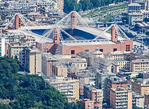 Aerial view of the football stadium` Luigi Ferraris` of Genoa, Genova, Italy. In this Stadium play Serie A teams of Genoa Cricke photo