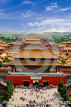 Aerial view of the Forbidden City. Beijing