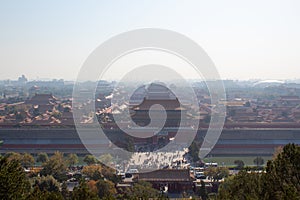 Aerial view of the Forbidden City, Beijing, China, square format