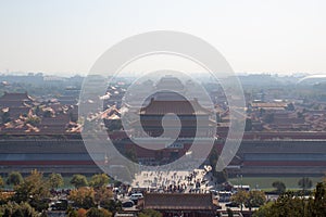 Aerial view of the Forbidden City, Beijing, China, square format