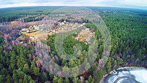 Aerial view of forest and countryside