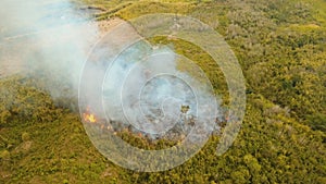 Aerial view Forest fire. Busuanga, Palawan, Philippines.