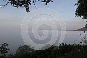 Aerial view, forest, trees, fog, beautiful Thailand, winter, selectable focus, Khao Kho viewpoint, Phetchabun, Thailand