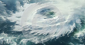 Aerial view of formation of a cyclone in a ocean