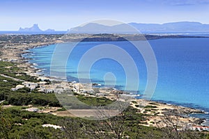 Aerial view Formentera island Ibiza horizon photo