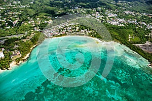 Aerial view of Fort Fleur d`epee, Bas du Fort, Le Gosier, Grande-Terre, Guadeloupe, Caribbean