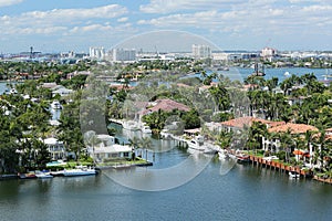 Aerial view of Fort Lauderdale's skyline, waterfront homes and the Intracoastal Waterways