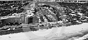 Aerial view of Fort Lauderdale skyline in slow motion from drone, Florida