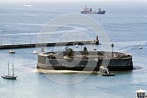 Aerial view of the Fort of Sao Marcelo in Salvador Bahia Brazil