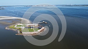 Aerial View of Fort Sumter, Charleston, SC and the Ravenel Bridge