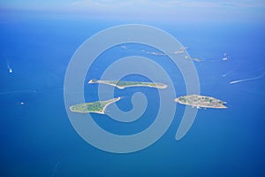 Aerial view of Fort Warren in Boston Harbor.