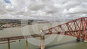 Aerial view Forth Rail Bridge Drone 7