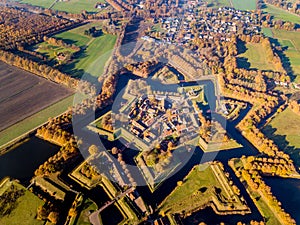 Aerial view of Fortification village of Bourtange