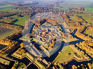 Aerial view of Fortification village of Bourtange
