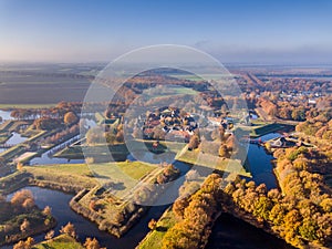 Aerial view of Fortification village of Bourtange