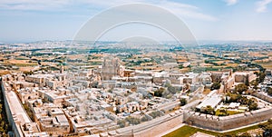 Aerial view of the fortified capital city of Malta